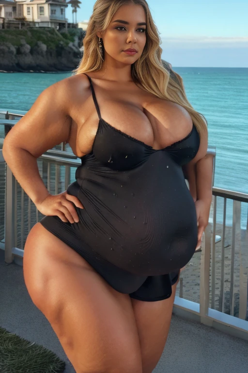 Milf Brazilian woman, Braziliangirl, blonde hair, snow white skin, (wearing Black bikini), fully cloth, (seaside ambiance), (navel piercing), (confident stance), (alluring allure), (impeccable craftsmanship), (exquisite attention to detail), (irresistible sexiness), (designed to ignite passion), (undeniable sensuality). looking at viewer, masterpiece, best quality, highly detailed, (Beautiful and detailed eye and detailed face), Perfect female body, (Best Quality), (ultra-detailed), (master piece), (high resolution), (Original), (the Extremely Detailed CG Unity 8K Wallpapers), not naked, perfect skin, perfect face, ultra realistic, sexy, curvy body, plump body, huge big ass, thick body, curvy body type, voluptuous body type, busty body type, thick body type, big chest, big