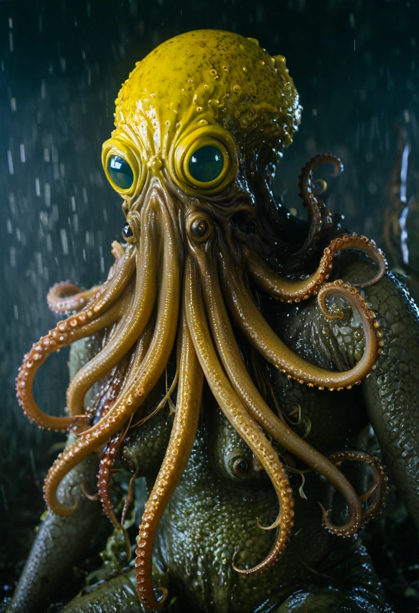8K, ARTISTIC photogrAphy, best quAlity, mAsterpiece: 1.2), A (potrAit:1.2) witch BLOOD Cthulhu SOLDIER, EYES, WHITE RUST many octopus style tentacles, full body RAW candid cinema, yellow hair, 16mm, color graded portra 400 film, remarkable color, ultra realistic, sad admosphere, dark lighting, oppressive atmosphere, depressive colors, kodak portra 400, photograph,r, Natural Light, Pinhead lighgts, blur reflection, Brush Strokes, Smooth, abstract, Splatter, Oil On Canvas, rainbow colors, fractal isometrics details bioluminescens : a stunning realistic photograph of wet bone structure, 3d render, octane render, intricately detailed, titanium decorative headdress, cinematic, trending on artstation | Isometric | Centered