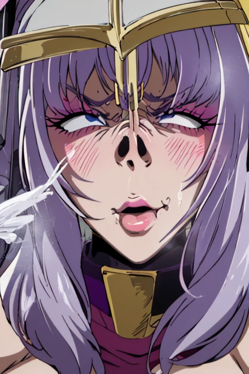 (Lacus Clyne (Lacus Clyne) - Mobile Suit Gundam (Mobile Suit Gundam):1.5),(Facial Realism)超Swollen lips, Super thick lips, Kissing Face,, Glowing Skin,masterpiece, highest quality, naughty smile,(vapor:1.2), (Happy:1.4),(Ahegao:1.6),(Roll your eyes,1.6),(blowing foam through the mouth:1.2),(Attractive mature woman,Super strong super huge huge vulgar face:1.2),(Ahegao:1.8),(Roll your eyes:1.6),(Huge very angry face:1.6),(put on a mean look:1.8),(put on a mean look:1.8),masterpiece, highest quality,Super evil smile, blush, I breathe,Glowing Skin,highest quality, 8K, 32k, masterpiece, Detailed face, Lips Detail, Fine grain, double eyelid,(Bimbo face:1.5,Heavy makeup:1.5,Black gal:1.5 ),Pink thick lips,Swollen lips,(Widening pig nostrils:1.5),(Super super super enlarged nostrils:1.5),Iris,