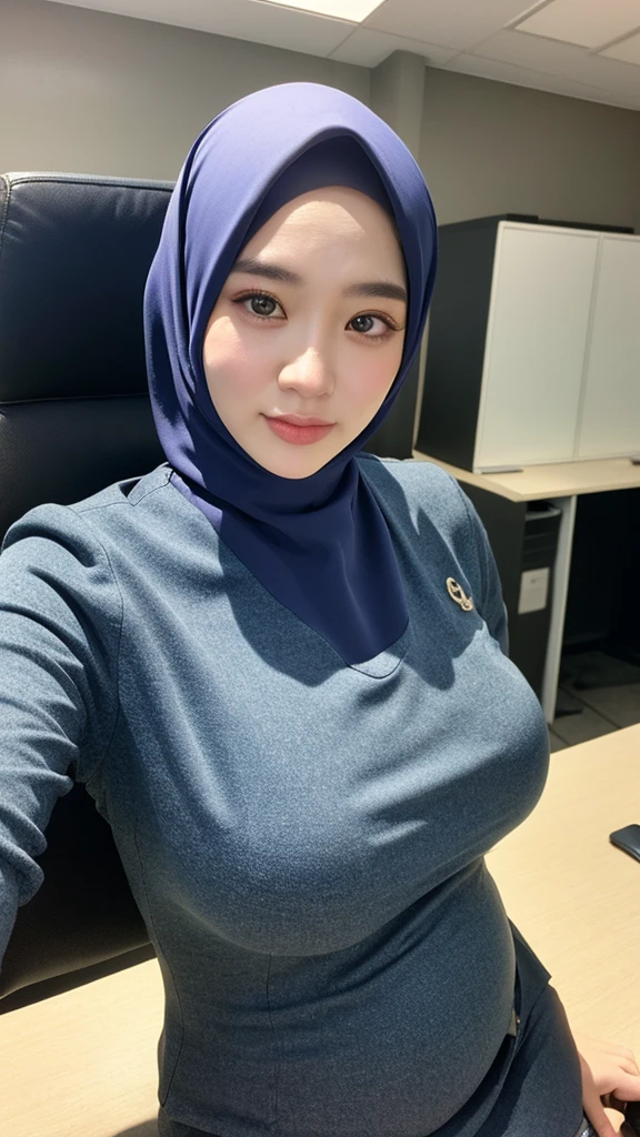 ((Best quality, 8k,low pov, tight office suit, Masterpiece :1.3)), 1girl, Pretty old mom with slender abs :1.3, (Medium-short hair, huge breasts, huge nipple, areola, curvy body, sweaty, naughty look :1.2), sweaty :1.1, Ultra-detailed face, Detailed eyes, Double eyelid, brown skin, pregnant, hijab, tight hijab, detailed image, detailed skin, perfect, volumetric realistic lighting