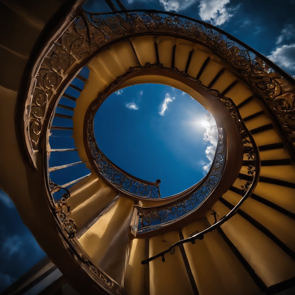 Spiral staircase leading to heaven、heaven、Beautiful path of light、god々Beautiful sky
