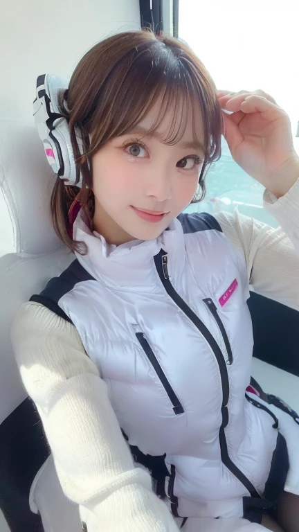 (masterpiece:1.5)、(Realistic:1.5)、(highest quality:1.4、8k、RAW Photos）、
Ultra-high resolution、Professional Lighting、Perfect dynamic composition、Photographed indoors、
Film Grain、chromatic aberration、(Bokeh:1.1)、
Frank、Sophisticated、charm、Ultra-realistic、Attention to detail、Golden Ratio、
(1 girl)、Slender girl、Delicate and charming girl、Cute Woman:1.4、
Serious expression、Looking at the audience、Sculptural installation、Sit on the sofa and relax、
Light brown hair、Shiny Hair、Hairstyle: Ponytail、
real skin、
Shut your mouth.、Beautiful Eyes、double eyelid、Thin arms、、
、Show off your thighs,(astrovest):5,(shiny white log downvest):3,BREAK ((Detailed face, Professional photography)), ((NSFW, zettai ryouiki, 1 girl)), Ultra-high resolution, (Realistic: 1.4), RAW Photos, highest quality, (PhotoRealistic Stick), concentrated, Soft Light, ((30 years old)), ((Japanese)), (( (Young Face))), (surface), (Depth of written boundary), masterpiece, (Realistic),(inside ISS):3, woman, ,astrovest:2,headphone:2,smartwatch,,bangs, ((1 girl)),(black sleeves):2,(black tights):2,inside spacestation,inside spacecraft,,zero gravity,smile,open leg,blush:1.5,hidden hands,neotech