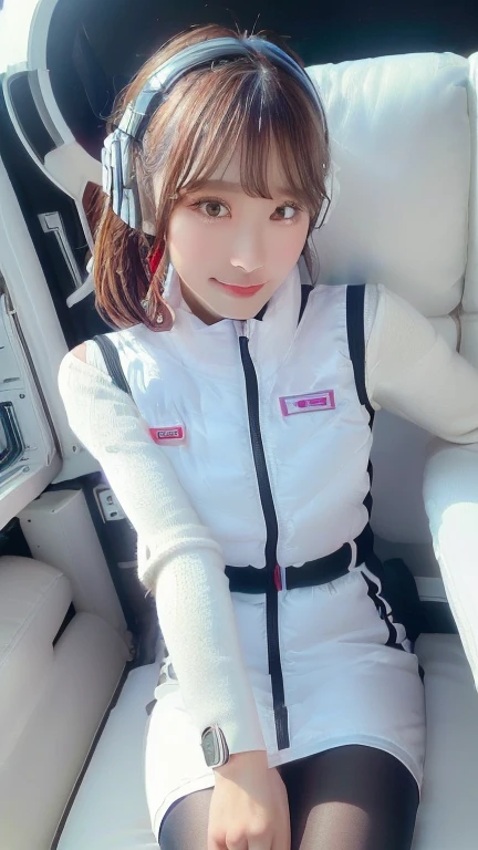 (masterpiece:1.5)、(Realistic:1.5)、(highest quality:1.4、8k、RAW Photos)、
Ultra-high resolution、Professional Lighting、Perfect dynamic composition、Photographed indoors、
Film Grain、chromatic aberration、(Bokeh:1.1)、
Frank、Sophisticated、charm、Ultra-realistic、Attention to detail、Golden Ratio、
(1 girl)、Slender girl、Delicate and charming girl、Cute Woman:1.4、
Serious expression、Looking at the audience、Sculptural installation、Sit on the sofa and relax、
Light brown hair、Shiny Hair、Hairstyle: Ponytail、
real skin、
Shut your mouth.、Beautiful Eyes、double eyelid、Thin arms、、
、Show off your thighs,(astrovest):5,(shiny white log downvest):3,BREAK ((Detailed face, Professional photography)), ((NSFW, zettai ryouiki, 1 girl)), Ultra-high resolution, (Realistic: 1.4), RAW Photos, highest quality, (PhotoRealistic Stick), concentrated, Soft Light, ((30 years old)), ((Japanese)), (( (Young Face))), (surface), (Depth of written boundary), masterpiece, (Realistic),(inside ISS):3, woman, ,astrovest:2,headphone:2,smartwatch,,bangs, ((1 girl)),(black sleeves):2,(black tights):2,inside spacestation,inside spacecraft,,zero gravity,smile,open leg,blush:1.5,hidden hands,neotech