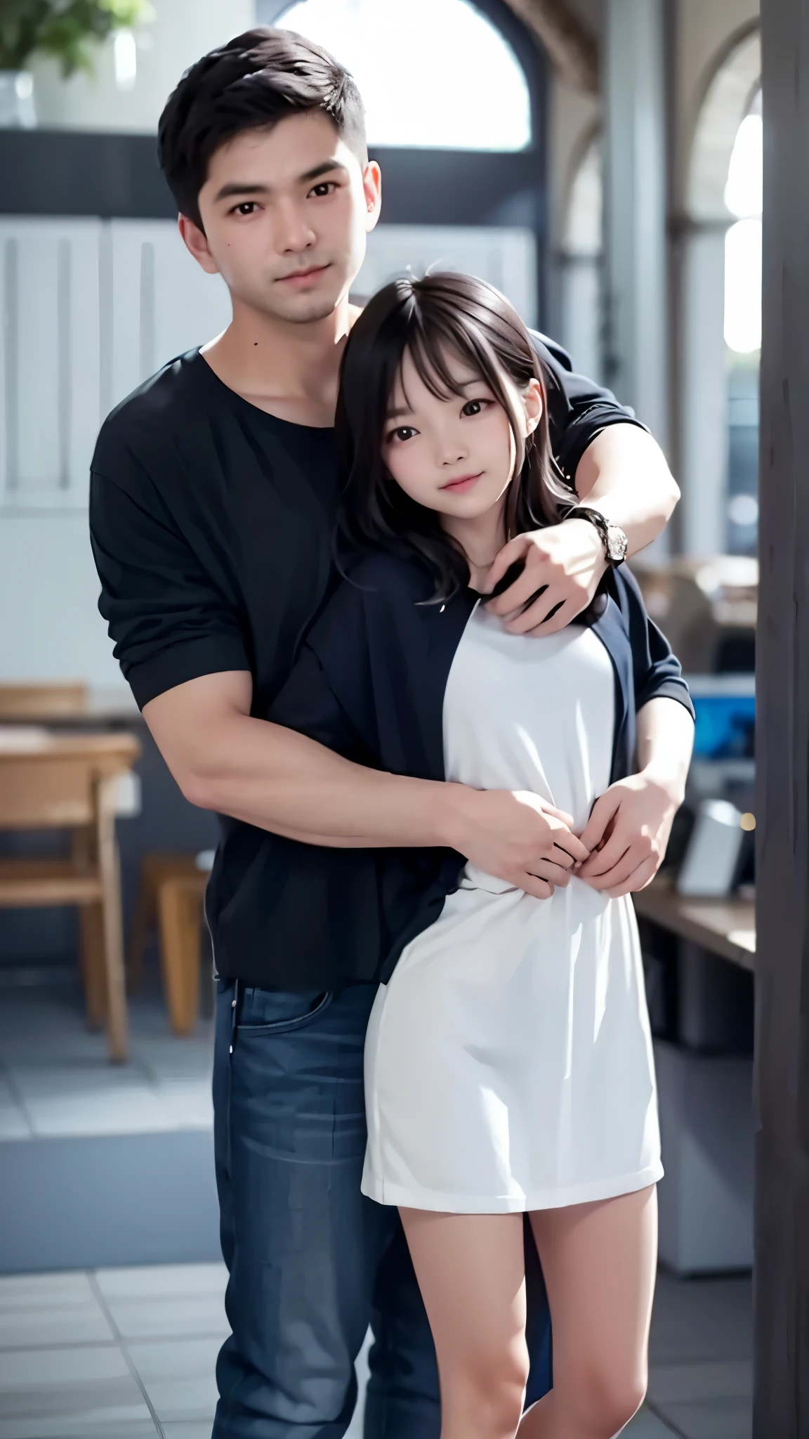 I will stand by you, hug from behind, look back