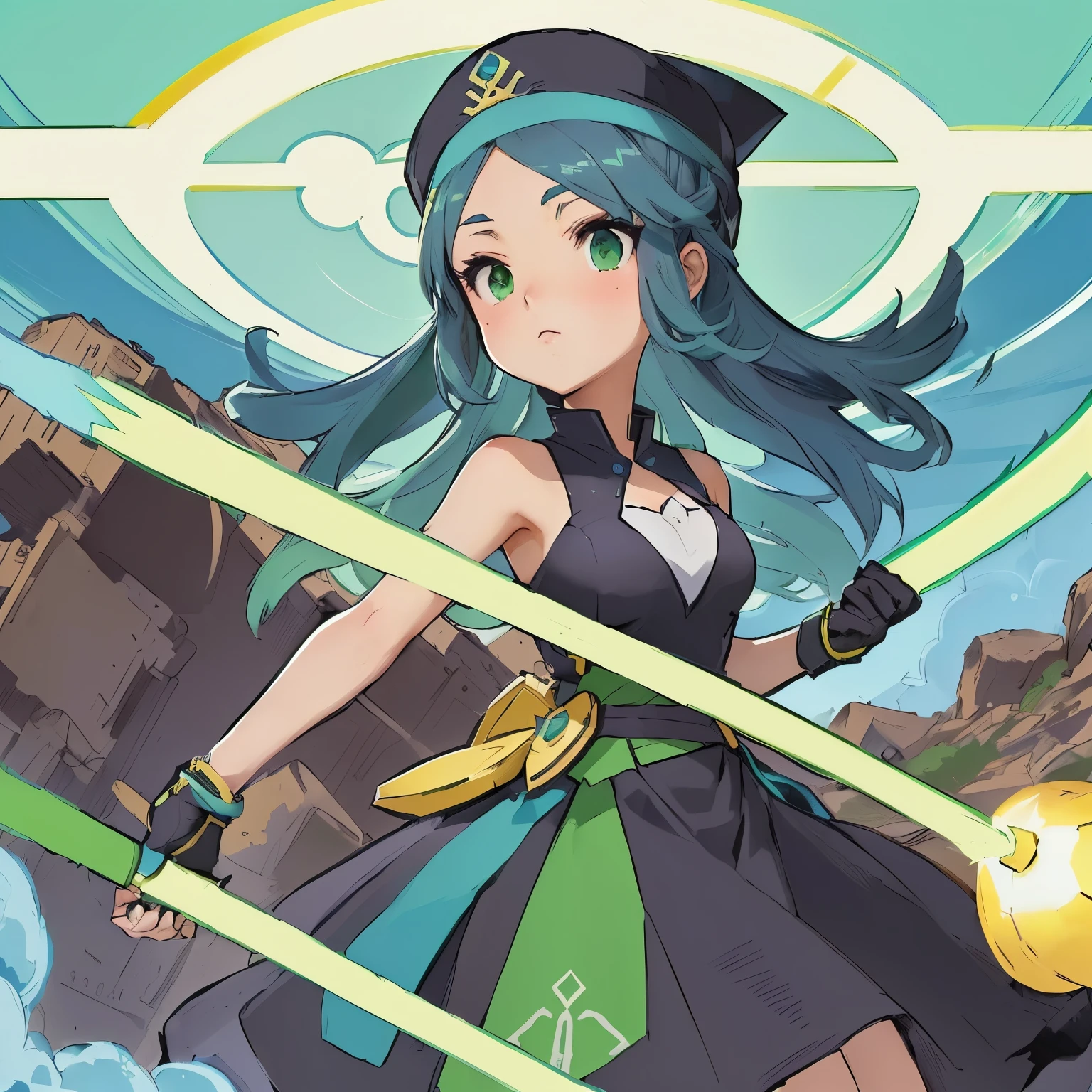 garota anime com cabelo branco longo e vestido verde segurando uma pokebola, aqua from konosuba, Katana zero video game character, arte do pixel kirokaze, Arte Oficialwork, Katana zero, fanart de marin kitagawa, high detailed Arte Oficialwork, onde, floresta, Arte Oficial, onde art, portrait of a female anime heroine, 