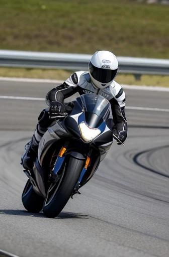best quality, detailed, beautiful, insanely detailed, absurdres,perfect anatomy, racer replica motorcycles speeding down the highway, white rider suit, Japanese female,black hair,27 years old, (slender), (small breasts),(super fucking beautiful)