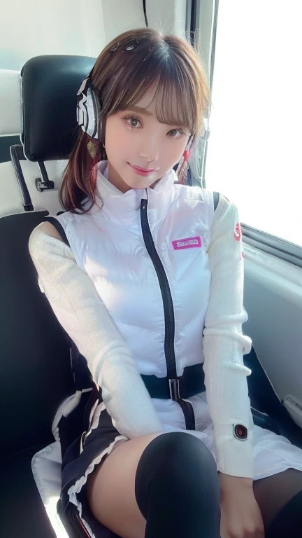 (masterpiece:1.5)、(Realistic:1.5)、(highest quality:1.4、8k、RAW Photos）、
Ultra-high resolution、Professional Lighting、Perfect dynamic composition、Photographed indoors、
Film Grain、chromatic aberration、(Bokeh:1.1)、
Frank、Sophisticated、charm、Ultra-realistic、Attention to detail、Golden Ratio、
(1 girl)、Slender girl、Delicate and charming girl、Cute Woman:1.4、
Serious expression、Looking at the audience、Sculptural installation、Sit on the sofa and relax、
Light brown hair、Shiny Hair、Hairstyle: Ponytail、
real skin、
Shut your mouth.、Beautiful Eyes、double eyelid、Thin arms、、
、Show off your thighs,(astrovest):5,(shiny white log downvest):3,BREAK ((Detailed face, Professional photography)), ((NSFW, zettai ryouiki, 1 girl)), Ultra-high resolution, (Realistic: 1.4), RAW Photos, highest quality, (PhotoRealistic Stick), concentrated, Soft Light, ((30 years old)), ((Japanese)), (( (Young Face))), (surface), (Depth of written boundary), masterpiece, (Realistic),(inside ISS):3, woman, ,astrovest:2,headphone:2,smartwatch,,bangs, ((1 girl)),(black sleeves):2,(black tights):2,inside spacestation,inside spacecraft,,zero gravity,smile,open leg,blush:1.5,hidden hands,neotech