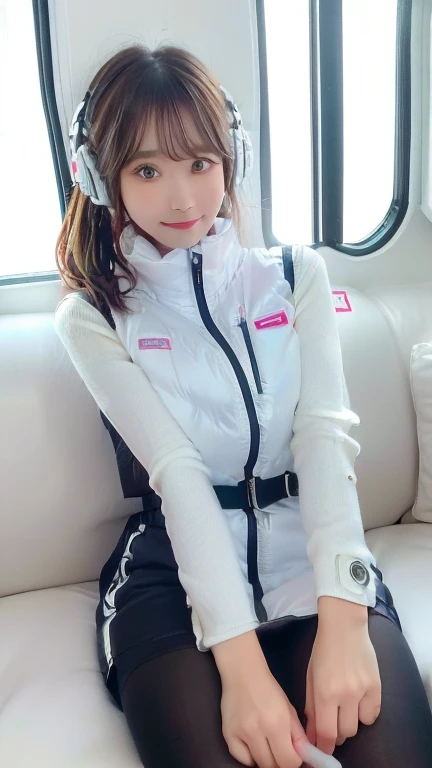 (masterpiece:1.5)、(Realistic:1.5)、(highest quality:1.4、8k、RAW Photos)、
Ultra-high resolution、Professional Lighting、Perfect dynamic composition、Photographed indoors、
Film Grain、chromatic aberration、(Bokeh:1.1)、
Frank、Sophisticated、charm、Ultra-realistic、Attention to detail、Golden Ratio、
(1 girl)、Slender girl、Delicate and charming girl、Cute Woman:1.4、
Serious expression、Looking at the audience、Sculptural installation、Sit on the sofa and relax、
Light brown hair、Shiny Hair、Hairstyle: Ponytail、
real skin、
Shut your mouth.、Beautiful Eyes、double eyelid、Thin arms、、
、Show off your thighs,(astrovest):5,(shiny white log downvest):3,BREAK ((Detailed face, Professional photography)), ((NSFW, zettai ryouiki, 1 girl)), Ultra-high resolution, (Realistic: 1.4), RAW Photos, highest quality, (PhotoRealistic Stick), concentrated, Soft Light, ((30 years old)), ((Japanese)), (( (Young Face))), (surface), (Depth of written boundary), masterpiece, (Realistic),(inside ISS):3, woman, ,astrovest:2,headphone:2,smartwatch,,bangs, ((1 girl)),(black sleeves):2,(black tights):2,inside spacestation,inside spacecraft,,zero gravity,smile,open leg,blush:1.5,hidden hands,neotech