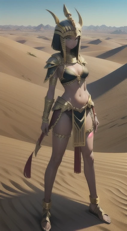 Desert ruins, mutated, Pharaoh, female creature, armor,