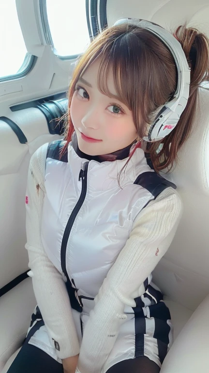(masterpiece:1.5)、(Realistic:1.5)、(highest quality:1.4、8k、RAW Photos)、
Ultra-high resolution、Professional Lighting、Perfect dynamic composition、Photographed indoors、
Film Grain、chromatic aberration、(Bokeh:1.1)、
Frank、Sophisticated、charm、Ultra-realistic、Attention to detail、Golden Ratio、
(1 girl)、Slender girl、Delicate and charming girl、Cute Woman:1.4、
Serious expression、Looking at the audience、Sculptural installation、Sit on the sofa and relax、
Light brown hair、Shiny Hair、Hairstyle: Ponytail、
real skin、
Shut your mouth.、Beautiful Eyes、double eyelid、Thin arms、、
、Show off your thighs,(astrovest):5,(shiny white log downvest):3,BREAK ((Detailed face, Professional photography)), ((NSFW, zettai ryouiki, 1 girl)), Ultra-high resolution, (Realistic: 1.4), RAW Photos, highest quality, (PhotoRealistic Stick), concentrated, Soft Light, ((30 years old)), ((Japanese)), (( (Young Face))), (surface), (Depth of written boundary), masterpiece, (Realistic),(inside ISS):3, woman, ,astrovest:2,headphone:2,smartwatch,,bangs, ((1 girl)),(black sleeves):2,(black tights):2,inside spacestation,inside spacecraft,,zero gravity,smile,open leg,blush:1.5,hidden hands,neotech