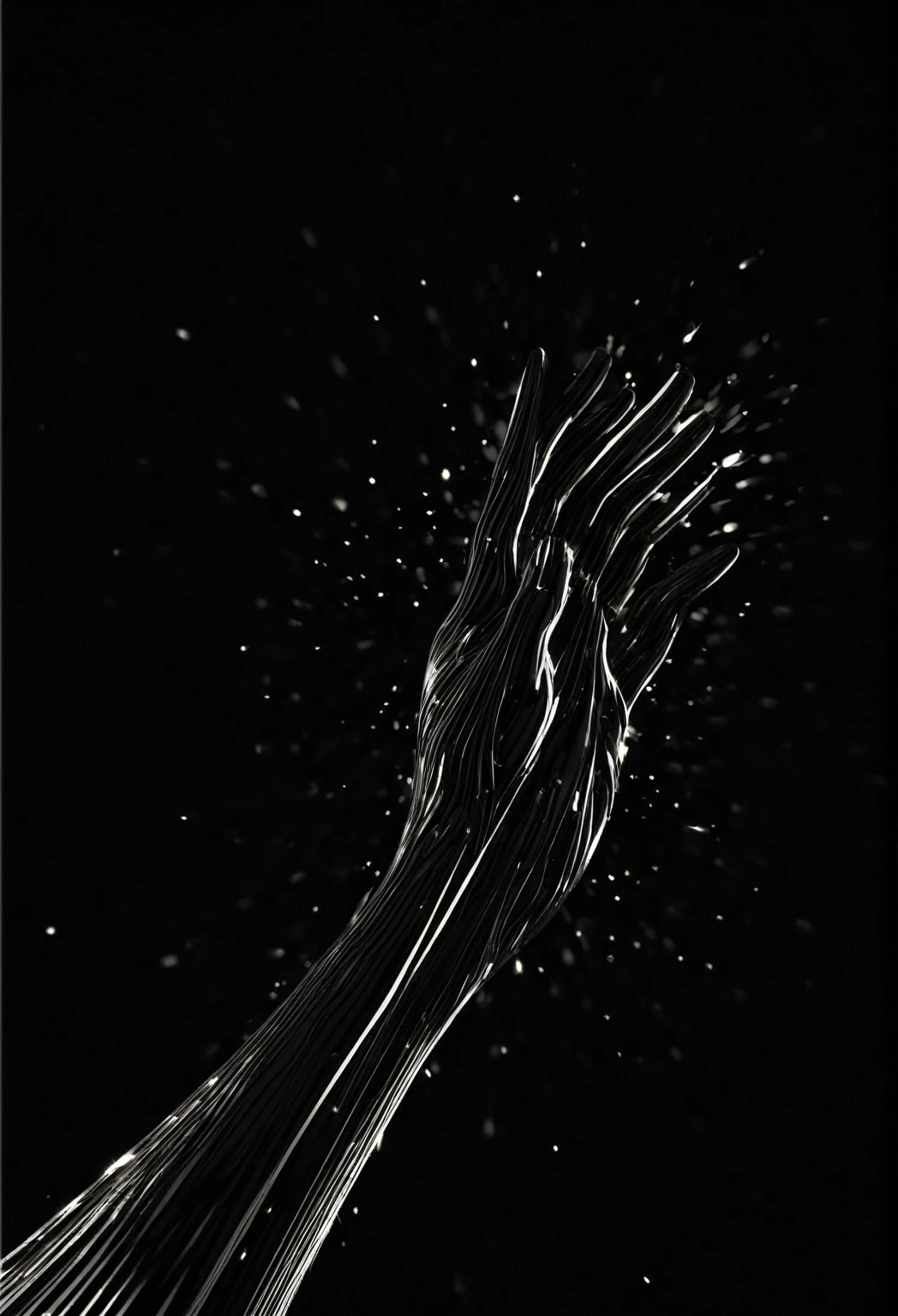 Obra maestra, mejor calidad, high resolution, (Fondo negro: 1.4), [luces], [una mano abierta levantada], (3D) [animation]