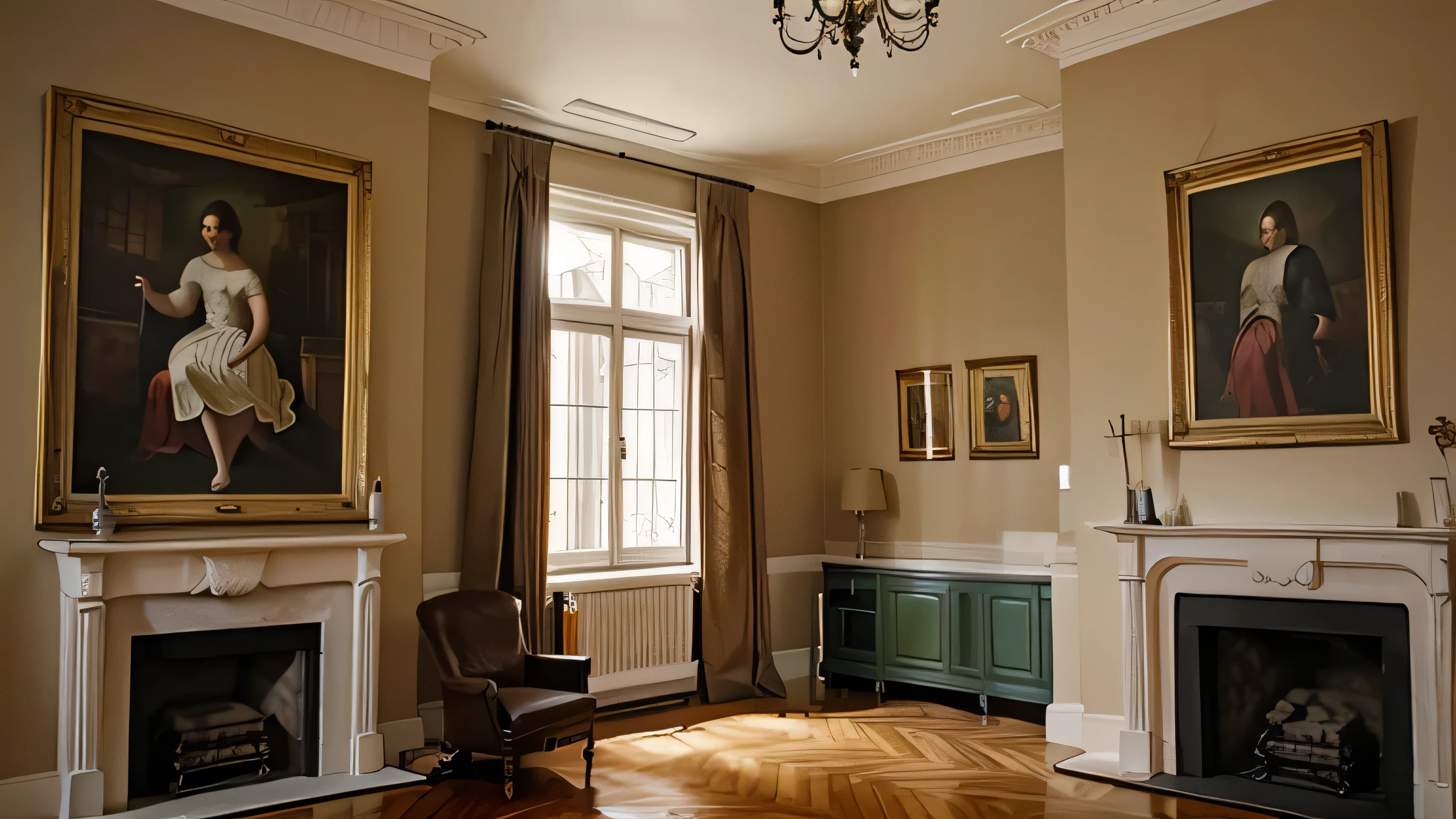 make a classic room with a painting in the background