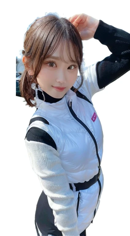 An innocent 20-year-old girl、((White tank top, Dramatic Pose)),smile,BREAK (Spacecraft control room background):2,、BREAK RAW Photos, (8k、highest quality、masterpiece:1.2)、(Intricate details:1.4)、(Photorealistic:1.4)、Octane Rendering、Complex 3D rendering with ultra-detail, Studio Soft Light, Rim Light, Vivid details, Super Detail, Realistic skin texture, Detailed aspect, Beautiful details in the eyes, Highly detailed CG Unity 16k wallpaper, compensate, (Detailed Background:1.2), Glowing Skin, whole body、(astrovest):2,(black long sleeves):5,headphone,smartwatch,((Standing with hands behind back、Leaning forward、Angle from above))