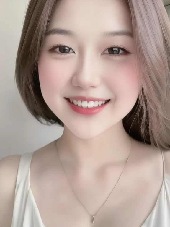 (realistic、masterpiece、Best Quality、8K、highres、high resolution:1.3)、1 girl、smile, Huge breasts、white bikini、pale white skin、looking at viewers、super fine face and eyes、long hair、indoor、 upper body、