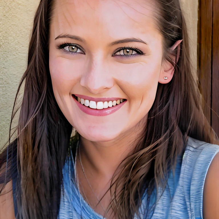 Kat, 1girl, solo female, (realistic photo:1.0). Looking at the viewer (grey eyes:1.1), medium-length straight brown hair, upper body image. Studio lighting, dynamic angle | SFW, (masterpiece, 8K, high_resolution, best_quality):1.0, (More_Detail, Enhance):1.1, (smooth_skin, textured:0.9), (RAW_image, sharp_focus):0.9
