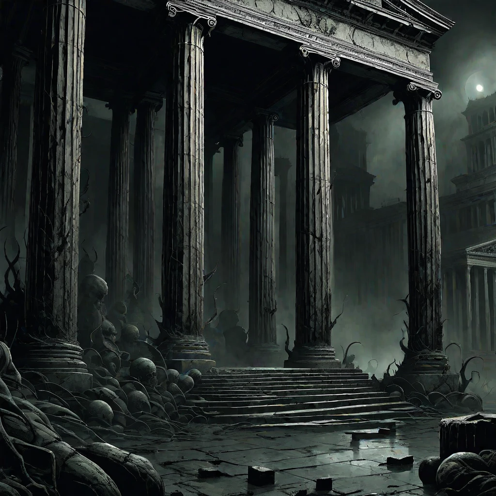 (masterpiece, best quality:1.2), Hell, horror, pillars