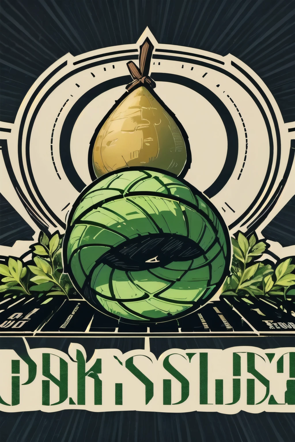 a close up of a healthy potato plant , writing on banner , logo vector art, FarmSmart LOGO, 3 0, 9k, 9 k, potato plant, large potato, striking artistic concept,professional Sticker, 8k high quality detailed art, professional logo design, high quality artwork