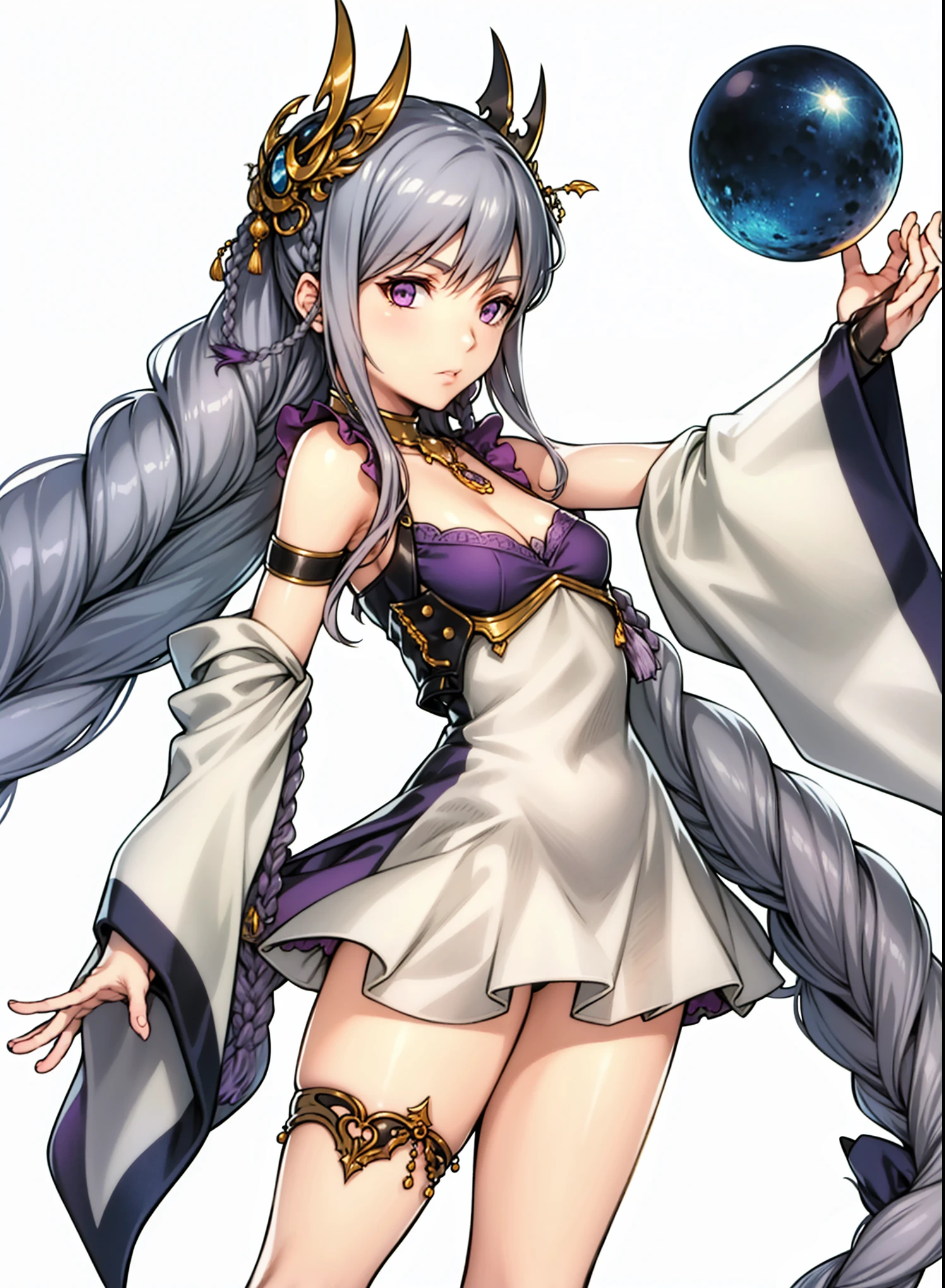 Purple eyes, braids
