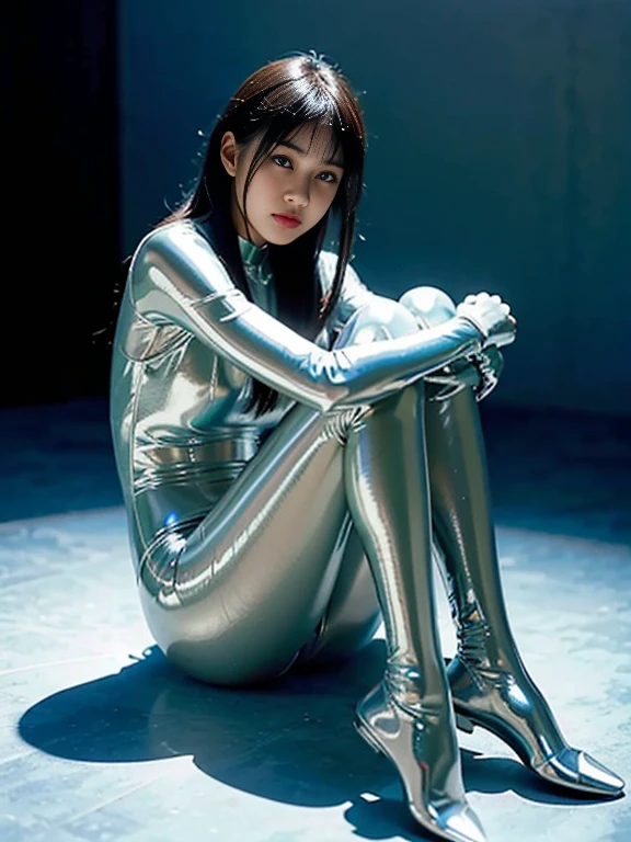 study, Wearing a transparent suit, ラテックスThe Shining, vegetable々O wears latex clothes, Wearing a tight suit, smooth, fair skin, White body, The ShiningメタリックなThe Shining肌, The Shiningプラスチック, 未来的なThe Shining透明なセット, The Shiningプラスチック armor, The Shining glossy skin, Bodysuits, Wear transparent clothes, The Shiningメタリックな,  The Shining　Spread your legs　M-shaped feet　Angry expression　Bad mood