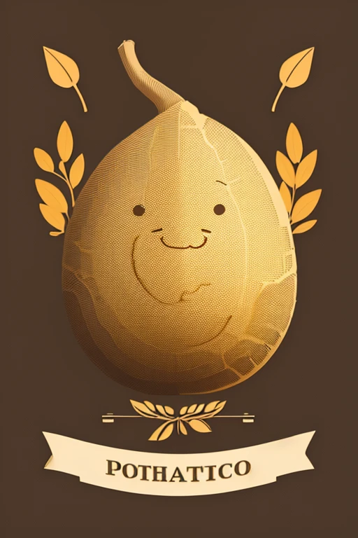 Potato logo with a drawing of a potato with leaves,farming,well drawn,well designed,digital drawing,vector art,a potato,smooth draw,simple drawing,added detail,complex shading,professional logo, logo design
