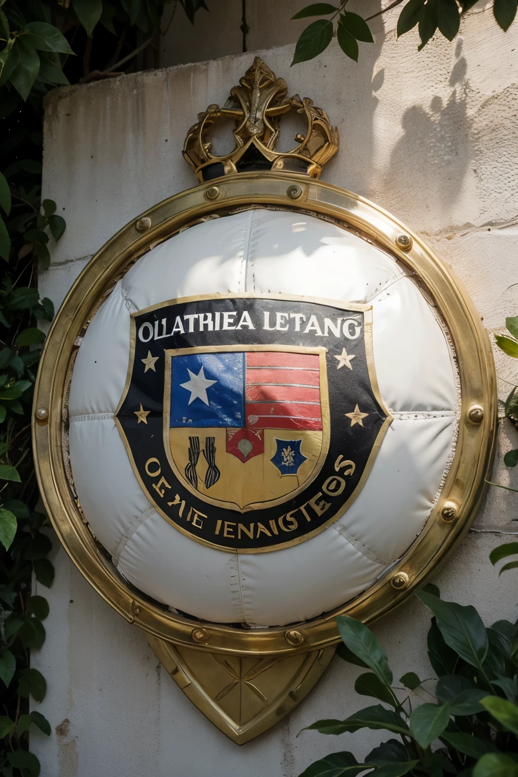 Soccer shield with symbols of Latin American and Spanish culture. En el centro, a soccer ball is found, surrounded by a laurel wreath symbolizing victory and success. Above the ball, a star is placed that represents the club's ambition to achieve greatness. En la parte inferior, se encuentran las iniciales "ALAE" enmarcadas por dos ramas de olivo, symbolizing the union and peace between Latin American and Spanish cultures.