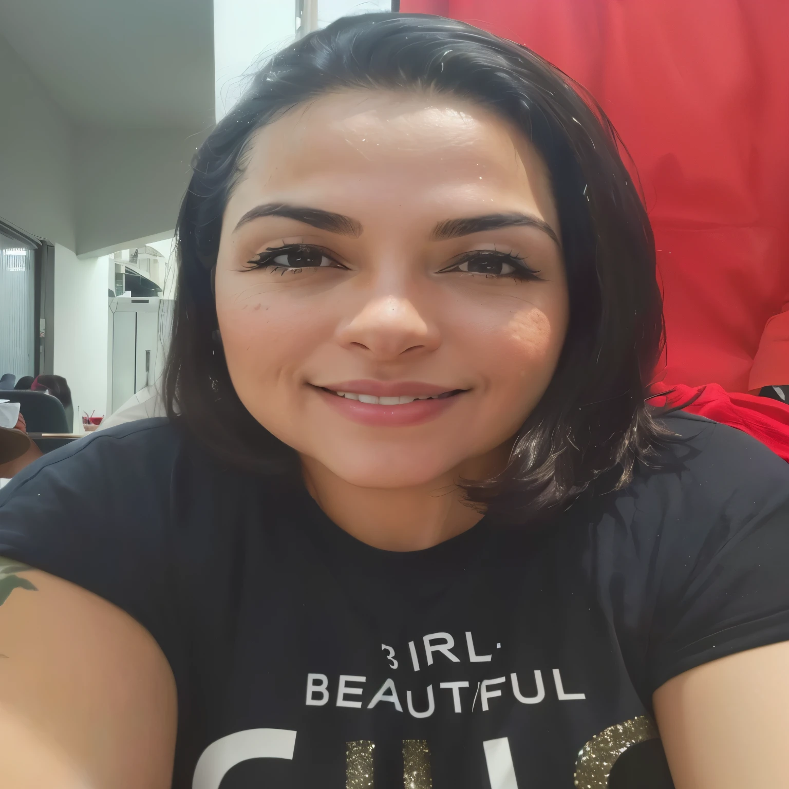 there is a woman sitting at a table with a plate of food, mulher de 30 anos, Mulher de 3 0 anos, mulheres de 40 anos, foto frontal, Alanis Guillen, 3 Brazilian mother of 5 years, (38 anos), 38 anos, powder Nándor Katona, imagem de perfil, 4 5 eles