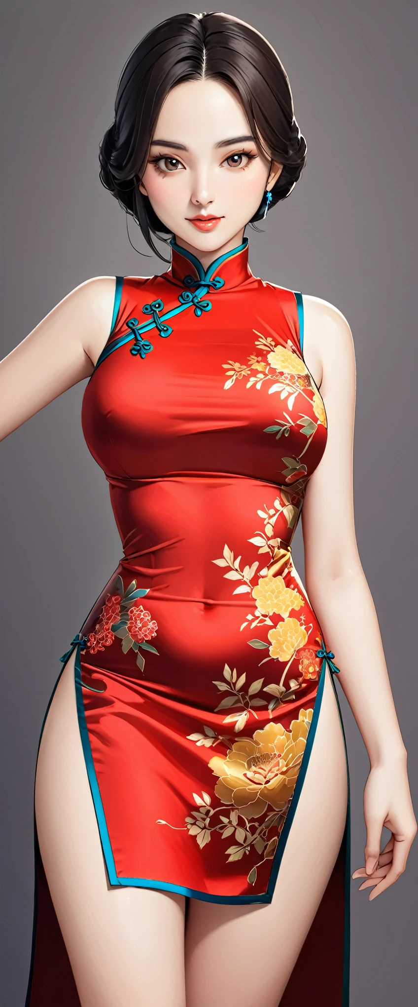 high resolution, mulher adulta , good lighting, despicable, , (Sem nudez), (((Chinese dress))), (()), ((())), (cinta-liga), just abdomen, (), , rosto fofo, eu'estou envergonhado e corado, humilhante, ((Turn around and look back)), ((Transparente))()(Costas em T)(a large amount is in the body,)