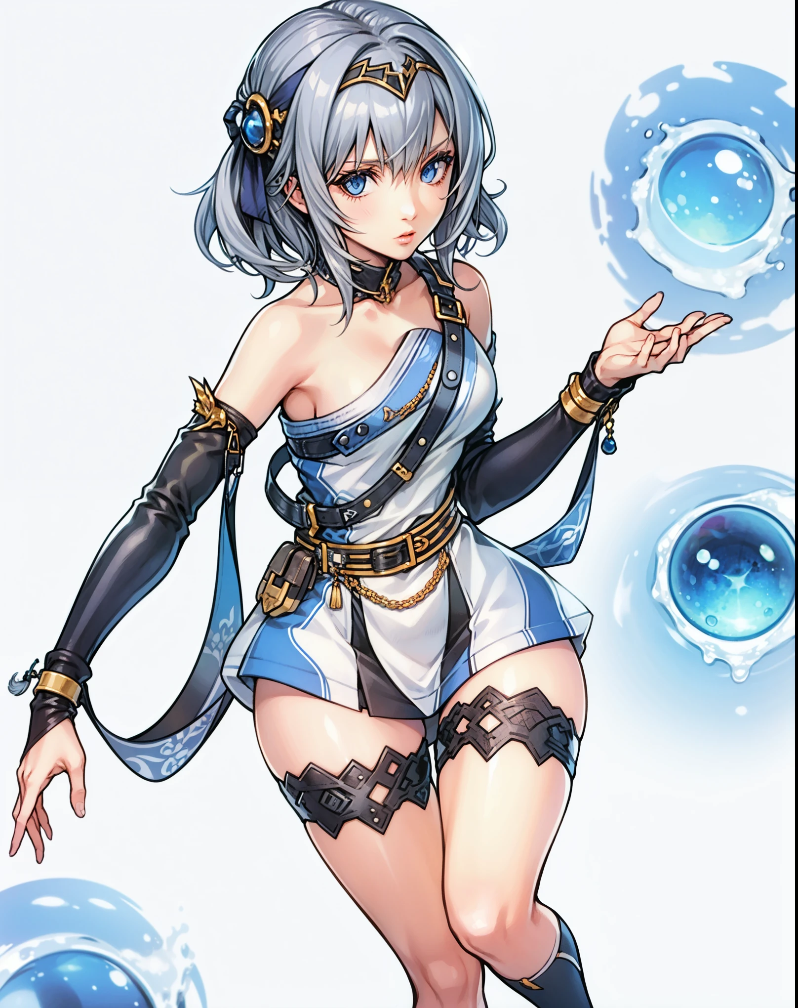 Blue eyes, 1girl, gray hair