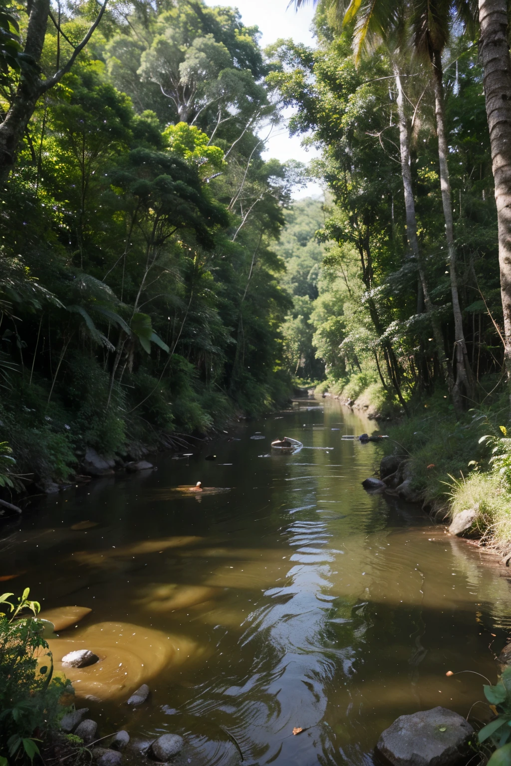Image of a mighty river and lush vegetation in the Amazon rainforest.