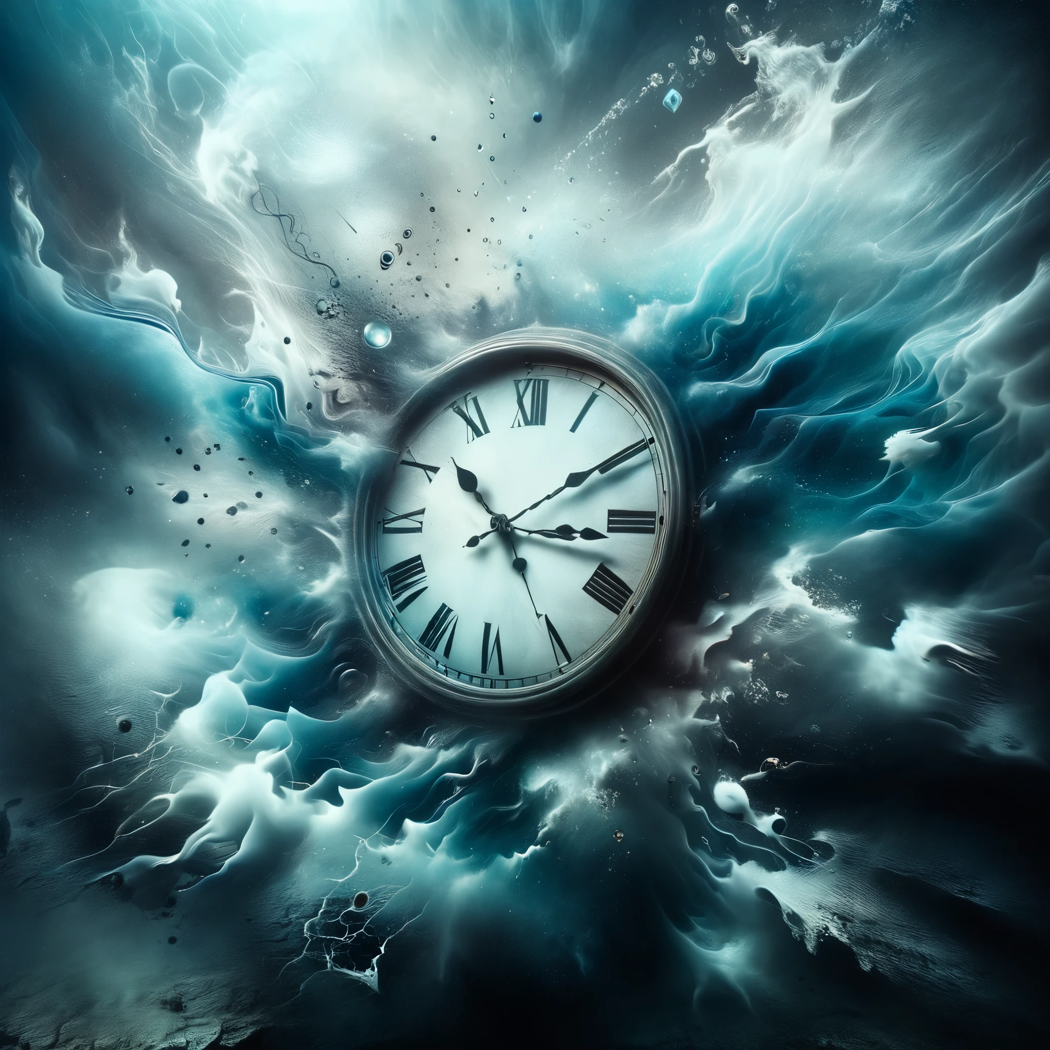 In a surreal dreamscape, clocks melt and warp, echoing the fluidity of time itself.