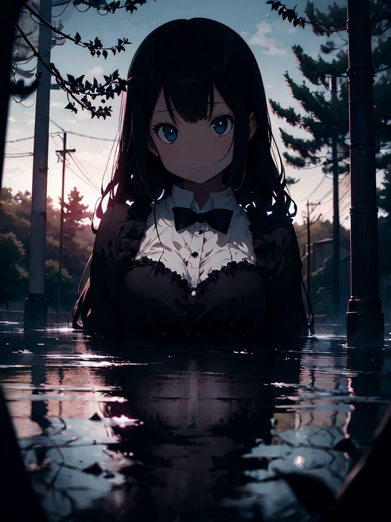 (Kyle Thompson:1.3), anime-style, girl, abandoned park, black roses, death symbol, moonlight, depth, shallow focus, cross shadow, photorealistic, contrast, synthesis, medium difference, dramatic, symbolic, eerie, night, moonlit, mysterious, dark, ethereal, haunting, surreal, atmospheric, artistic.