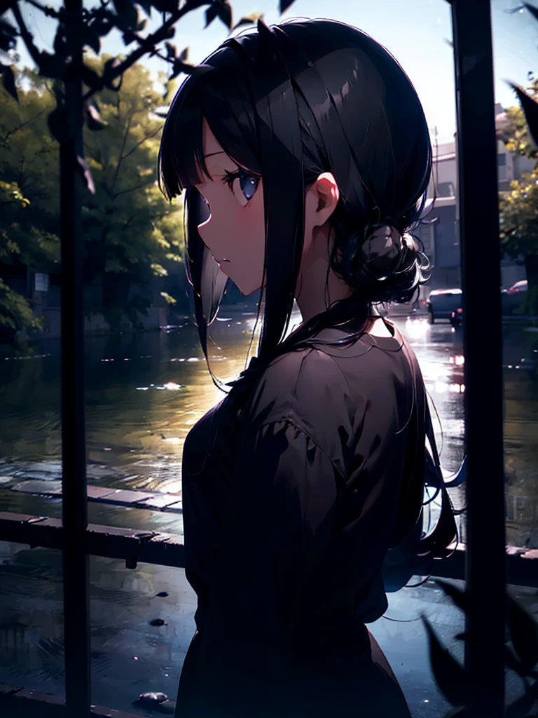 (Kyle Thompson:1.3), anime-style, girl, abandoned park, black roses, death symbol, moonlight, depth, shallow focus, cross shadow, photorealistic, contrast, synthesis, medium difference, dramatic, symbolic, eerie, night, moonlit, mysterious, dark, ethereal, haunting, surreal, atmospheric, artistic.