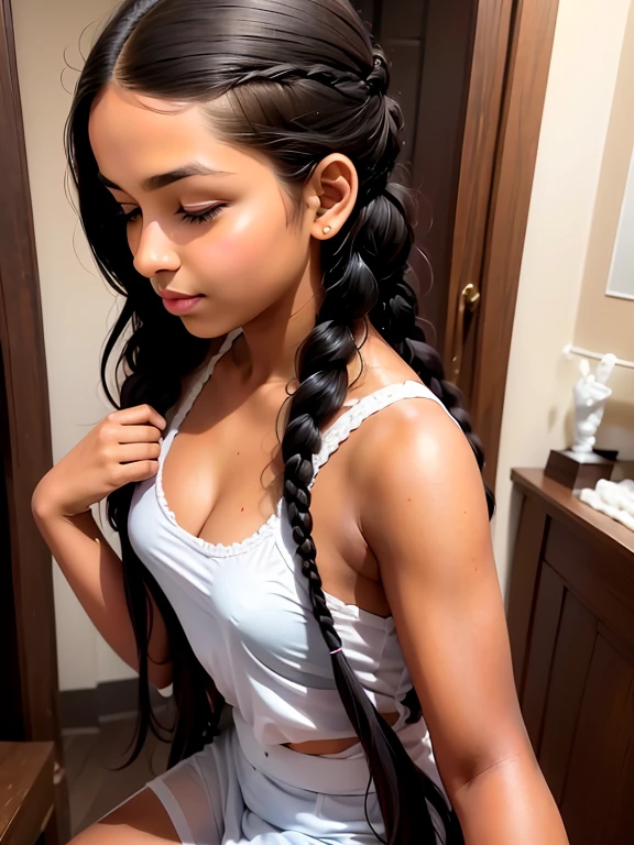 A refined description of the scene you described: A woman in tight white shorts with hair braided in a complex and elegant style is depicted in a stunning scene. Your braided hair displays a variety of patterns and textures, demonstrating skill and art in creating the hairstyle. The woman is portrayed with a confident and proud posture, destacando sua beleza e autenticidade. Your facial features are distinct and expressive, reflecting your individuality and inner strength. The scene is softly lit, highlighting the details of the braided hair and the beauty of the woman. Your presence is captivating, conveying a sense of grace and determination. This depiction of a black woman with braided hair is a celebration of black culture and beauty., capturing the elegance and pride of a traditionally significant hairstyle.


U
V
