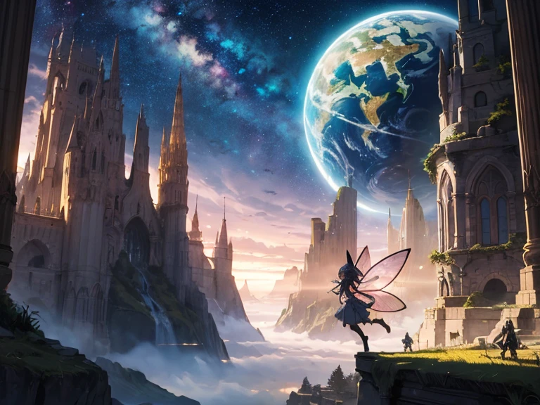 a universe-based world full of fairies and gods living in harmony 