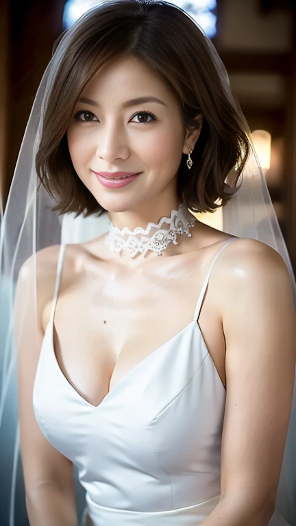 (highest quality,8k,masterpiece),Reality Photos、Detailed skin、
日本人Mature Woman,45 year old beautiful mature woman、Mature Woman,Pure white skin, Portrait、
(Small Breasts 1.3)、Random Hairstyles、
,A kind smile、A captivating gaze、Wedding dress、Veil、choker、Traditional churches of medieval Europe、Aegean blue sea white clouds
