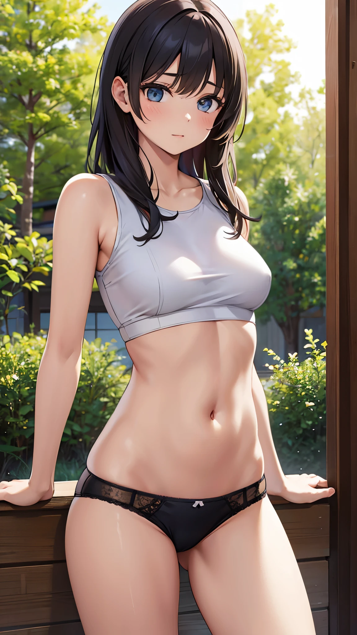 A woman in realistic underwear