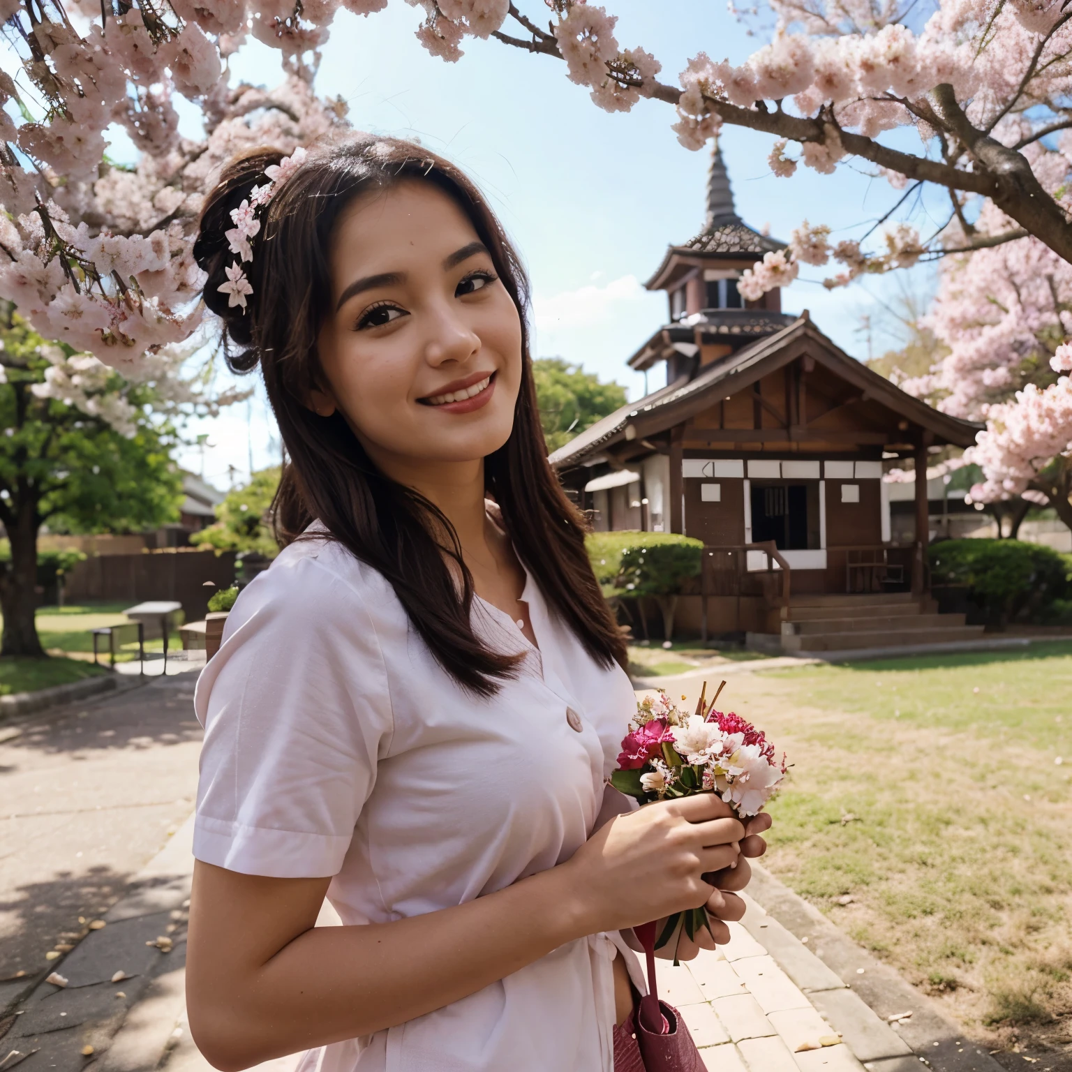 Happy birthday Paty with cherry blossoms