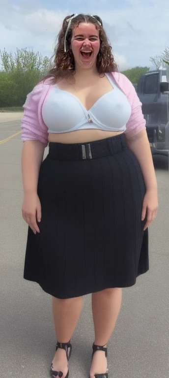 there are two women standing in a parking lot holding hands, wearing nothing, she has a jiggly fat round belly that is showing, taken in the early 2020s, taken in the late 2010s, very accurate photo, wearing no clothes, 30 years old woman, 3 0 years old woman, wearing nothing, Big , huge , no clothes, sexy, cute, no clothes, thick, bbw, chubby stomach, thick nipples, nipple piercings, large areola, hard nipples, piercing through shirt, busty, major cleavage, naked, ripping through top, spilling over sides, bra too tight, extra wide hips, fat bbw, showing off huge belly, fat stomach, fat bbw, big tummy, bikini, bare stomach, uncovered stomach, play with stomach, belly muffin top, belly hanging out of clothes, belly out, clothed, clothes, covering private, not nsfw, safe for work, belly out, muffin top spilling over, naked belly, no skirt, not high waisted pants, no pants, booty shorts, wearing low-waisted skirt, no clothes on bottom, no dress, only booty shorts, not nsfw but not covering belly, safe for work