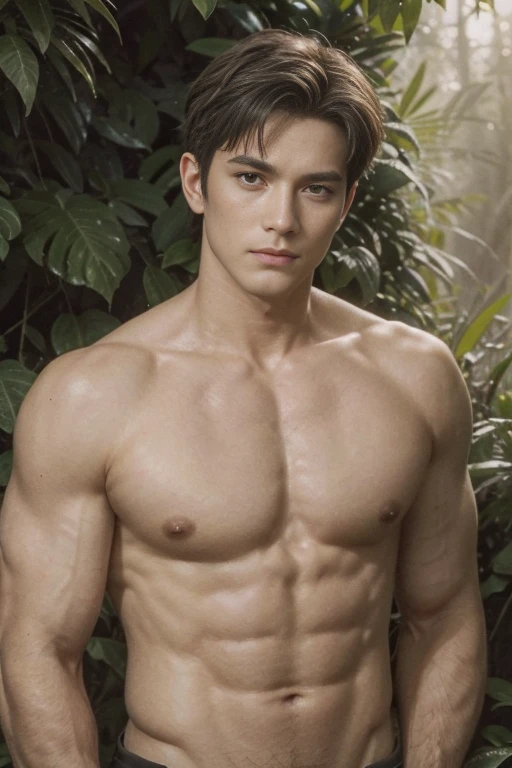 FULL full Body photorealistic 4k, high resolution, best quality, masterpiece, perfect color, perfect shade, perfect lighting, Posted by e621, ((portrait)), ((handsome man)), perfect male figure, Short hair details,chest muscles,abdominal muscles,Nakednes torso.green haired Rononoa Zoro , Detailed face, perfect face, (stood up), Detailed background, ((Bonifasco Lighting)), (delicate eyes),(),white hair, forest scene photo, professional movie, professional picture, ultra detailed, ultra realistic, cinematic, sharp focus