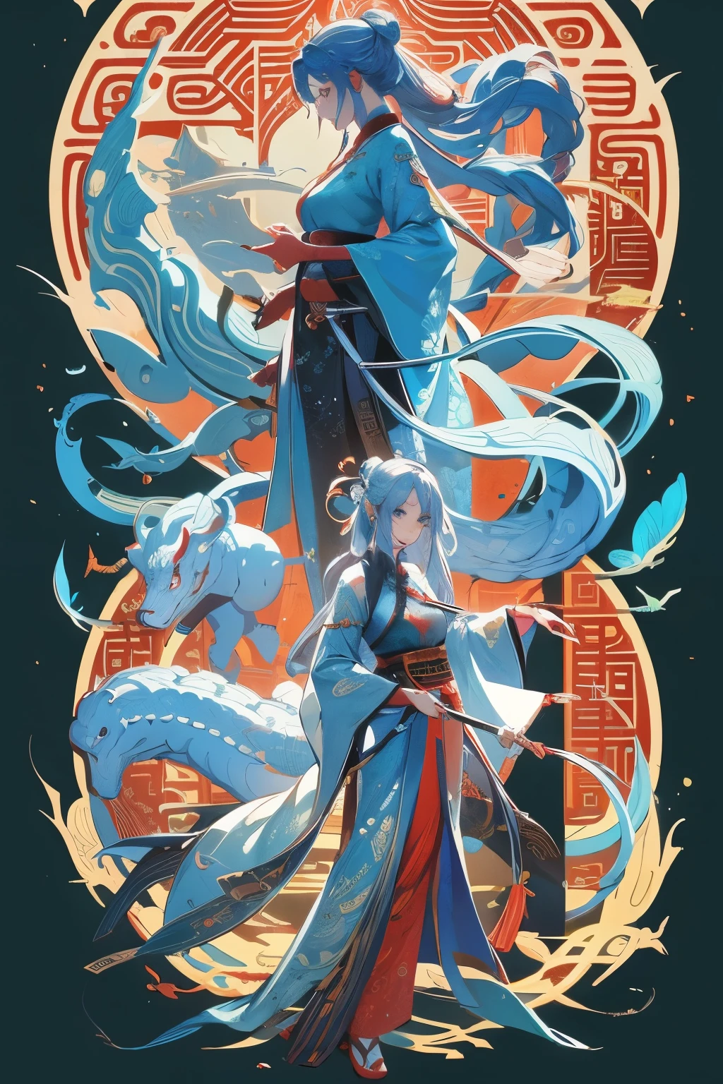 Cover page, The four great folk legends of ancient China, The Legend of the White Snake, Baishaden, Flat Design, Vector illustration, Graphic Illustration, Detailed 2D illustrations, Flat Illustration, Digital Illustration, Digital Art,