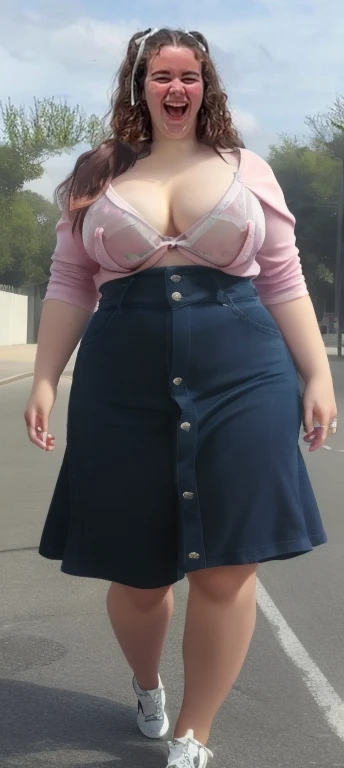 there are two women standing in a parking lot holding hands, wearing nothing, she has a jiggly fat round belly that is showing, taken in the early 2020s, taken in the late 2010s, very accurate photo, wearing no clothes, 30 years old woman, 3 0 years old woman, wearing nothing, Big , huge , no clothes, sexy, cute, no clothes, thick, bbw, chubby stomach, thick nipples, nipple piercings, large areola, hard nipples, piercing through shirt, busty, major cleavage, naked, ripping through top, spilling over sides, bra too tight, extra wide hips, fat bbw, showing off huge belly, fat stomach, fat bbw, big tummy, bikini, bare stomach, uncovered stomach, play with stomach, belly muffin top, belly hanging out of clothes, belly out, clothed, clothes, covering private, not nsfw, safe for work, belly out, muffin top spilling over, naked belly, no skirt, not high waisted pants, no pants, booty shorts, wearing low-waisted skirt, no clothes on bottom, no dress, only booty shorts, not nsfw but not covering belly, safe for work, belly NO CLOTHES YOU FUCKER LISTEN TO ME