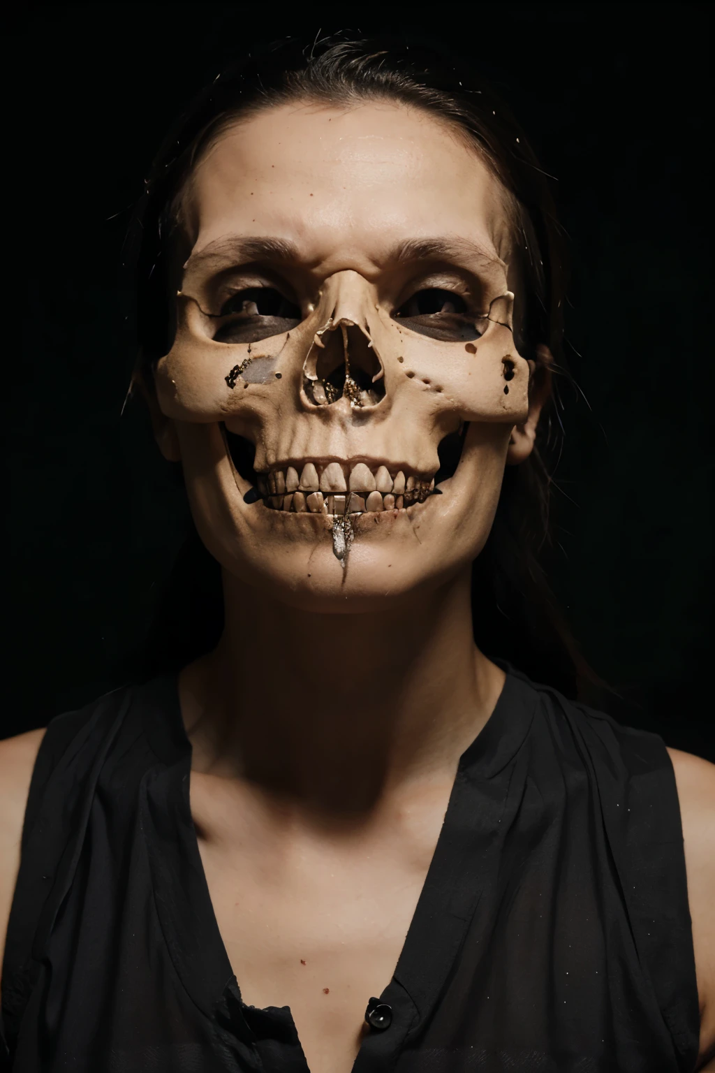 human skull with serrated sutures, escamosas y planas 