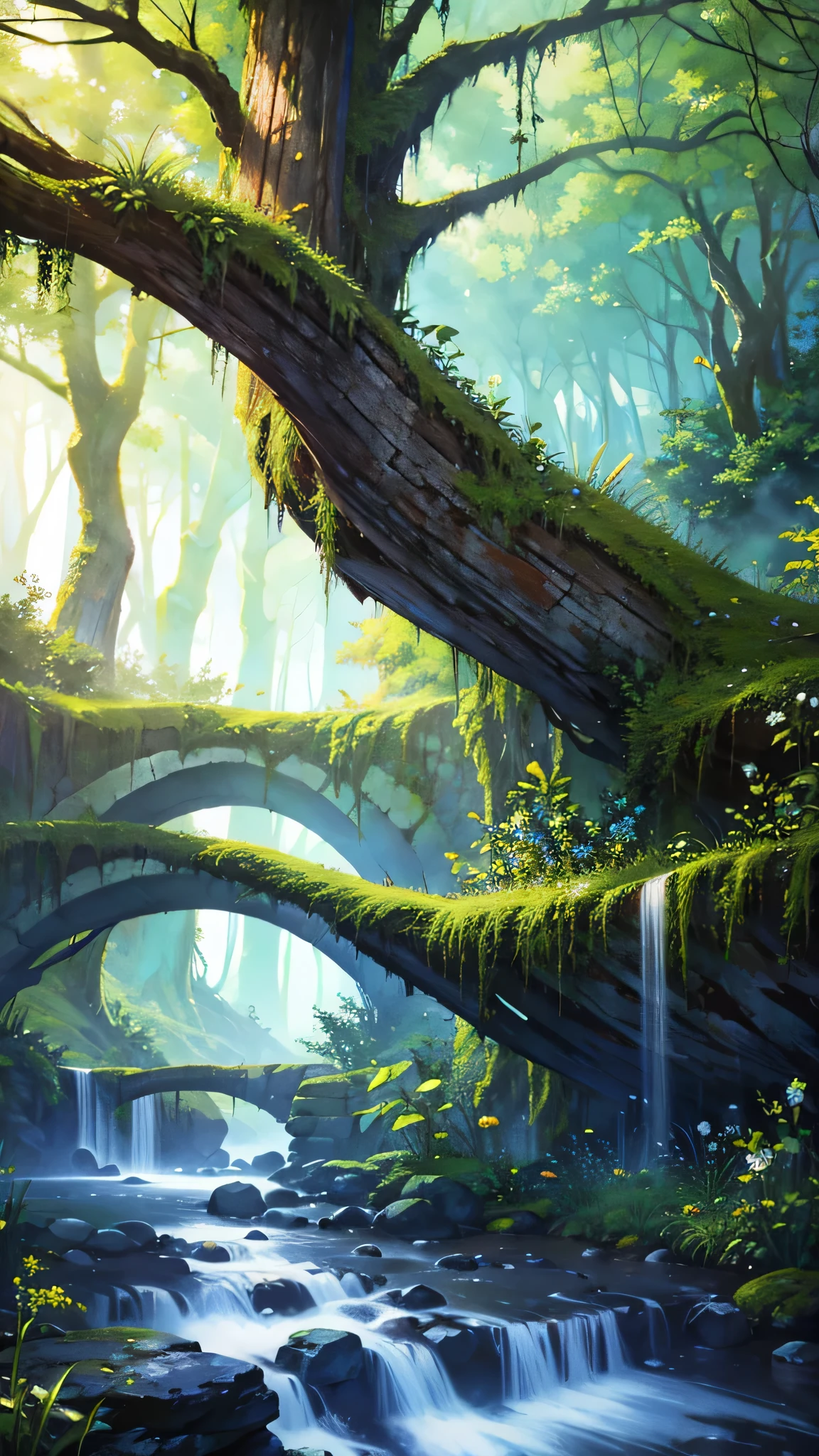 Ancient forest, It is expressed with very delicate and high-quality digital painting technology., Reach 8K resolution. This work、With its sharp focus、It&#39;s getting a lot of attention on the ArtStation website.。, Rich changes in light, Highly complex and detailed central structure. Inspired by artists like Lois van Baarle (Reusch), Ilya Kuvshinov, Studio Ghibli, The style of the website、The soft, watercolor-like colors capture the chibi-kawaii aesthetic.。.