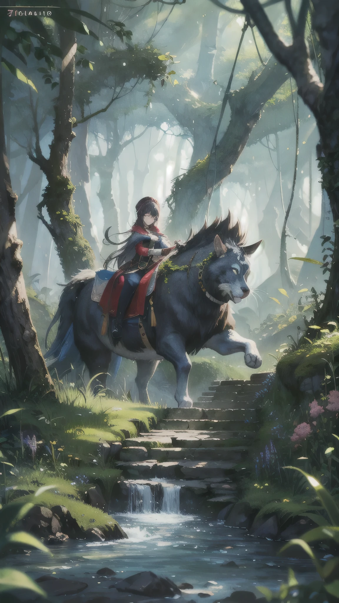 Ancient forest, It is expressed with very delicate and high-quality digital painting technology., Reach 8K resolution. This work、With its sharp focus、It's getting a lot of attention on the ArtStation website.。, Rich changes in light, Highly complex and detailed central structure. Inspired by artists like Lois van Baarle (Reusch), Ilya Kuvshinov, Studio Ghibli, The style of the website、The soft, watercolor-like colors capture the chibi-kawaii aesthetic.。.