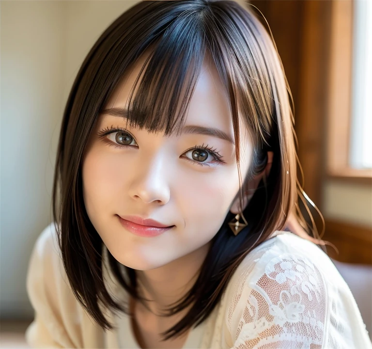 (highest quality:1.5)、(Realistic:1.5)、(1 person:1.5)、Very detailed、High resolution、8k wallpaper、、(Leaning forward)、forward leaning posture、Leaning forward、A woman wearing a cute camisole、Small breasts、Natural color lips、Cute smile、Japanese women、20 year old girl、Thin eyebrows、Beautiful and elegant face、cute顔、cute目、Big eyes、Fair skin、Beautiful and elegant face、Natural Bangs、Beautiful and thin nose、Beautiful Skin、Medium Bob Hair、Natural Bangs、Perfect and beautiful face、Slim face and figure、(Looking at the camera with a cute expression)、(Bright lighting)、Professional Lighting、 (Lighting from the front)、Natural smile、Beautiful clavicle、cute胸の谷間、Natural smile、cute、terrace、