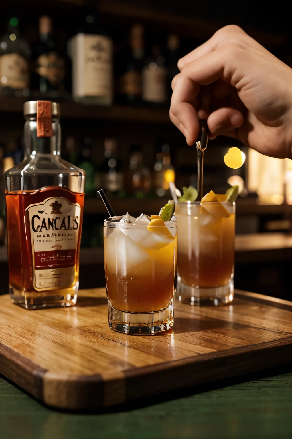 create an image of a pack to create cocktails at home with miniature liquor bottles