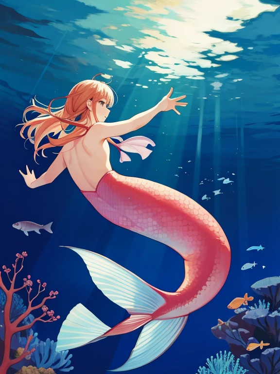 Mermaids swimming in the sky with carp streamers