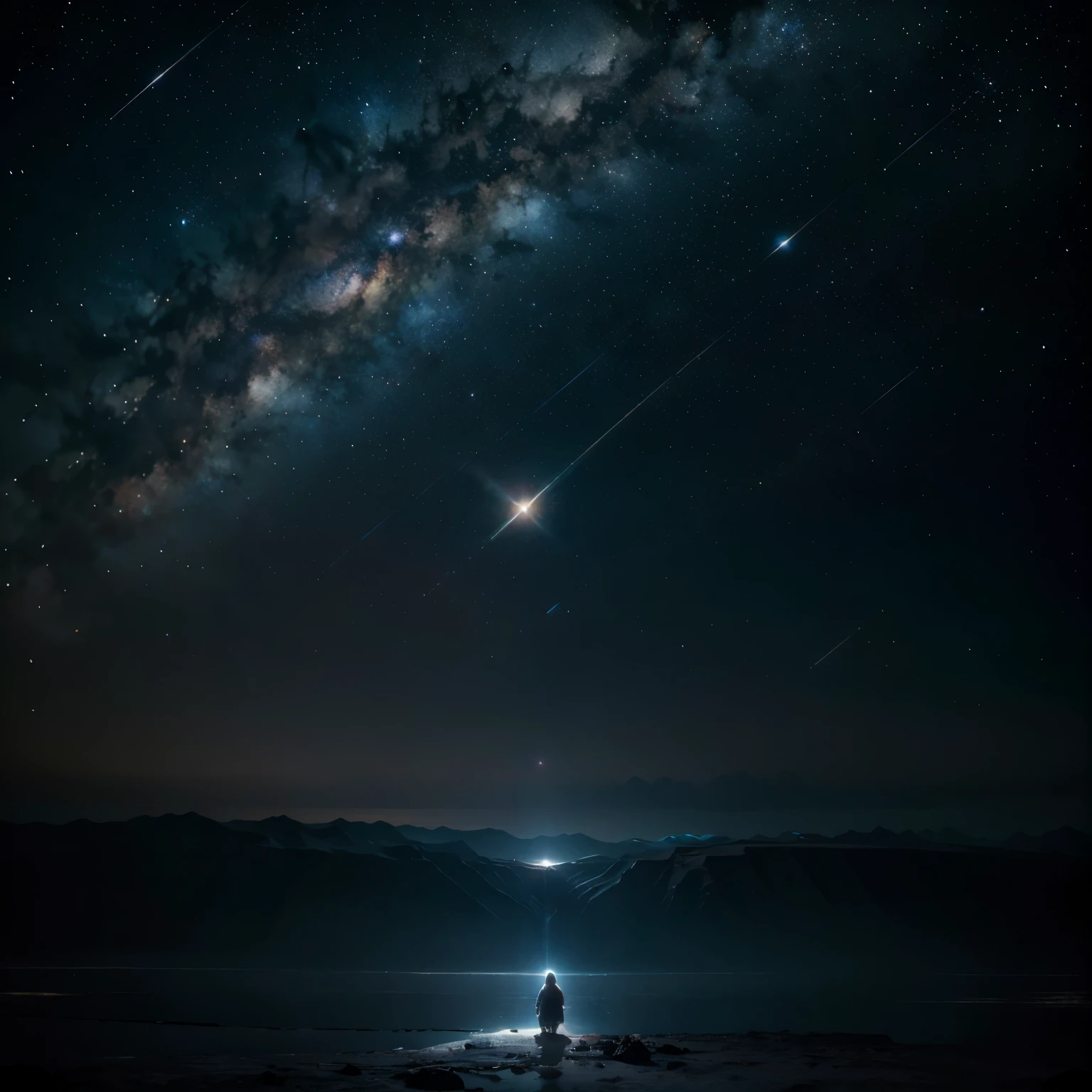 "(best quality,highres,masterpiece:1.2),vivid colors,star-filled sky,extraterrestrial landscape,celestial bodies,distant galaxies,shining constellations,nebulae,cosmic wonders,ethereal light,awe-inspiring beauty,depth and vastness,interstellar travel,unknown mysteries,peaceful solitude,unfathomable expanse,limitless exploration,unbounded imagination,majestic celestial canvas,surreal atmosphere"