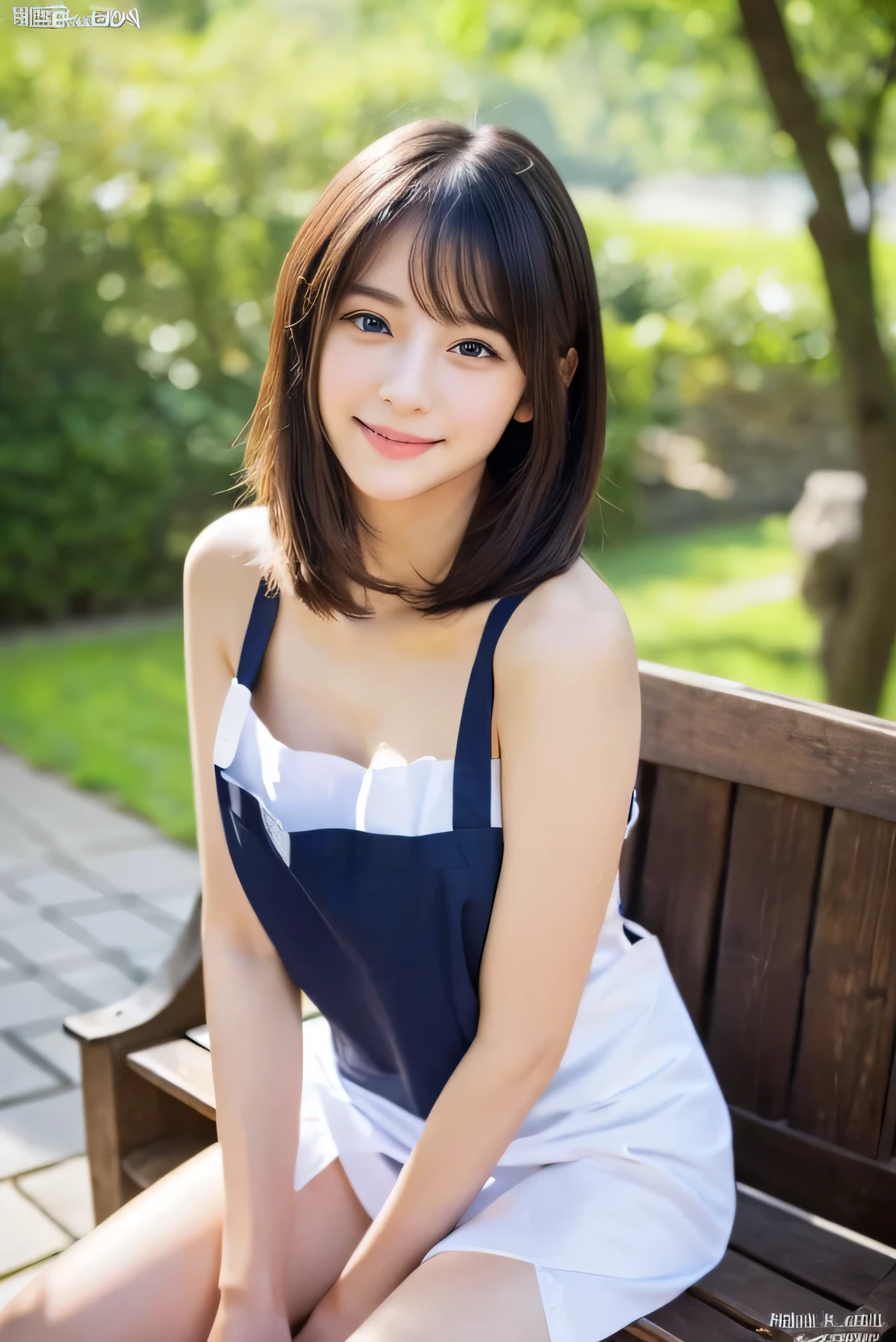 (((32k,High detail,High Detail、masterpiece,Attention to detail,Whole Body Ezbian,solo))),RAW Photos & Realistic atmosphere,Beautiful dark blue eyes,Mouth details,Glossy Lips,Fine eyebrows,With soft white skin that shines in every detail、Detailed eyes、Dark brown eyes,Very beautiful eyes,Detailed lips、Very beautiful face,Very well-formed face、A vivid face,Beautiful, shining lips, photo realistic, Realistic young gravure idol, Slender gravure idol, Beautiful and cute, ((Japanese))、Cute Korean idol style,Black Hair,high-quaiity,(Correct Anatomy),(real photo),Raw Photos, Photorealistic、Cute face,(Well-proportioned face:1.5),High resolution,Super detailed,Fine details,Very detailed,very realistic eyes and face, smile, open mouth,smile,(Realistic Humans),Sharp Focus,natural light,day light,(naked),(apron),naked under the apron,the body foward to camera, town, squat at cross load,((spread legs)),(ars old),16 yirl), short cut,Short Hair,(Thighs spread wide to the left and right),(Both knees are spread wide),Looking at the camera,(flat chest),Narrow waist,full body