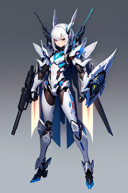 high resolution, high quality, Anime Robot, Humanoid mobile weapons, Flat chest armor, Many shield bits, Fixed live ammunition,